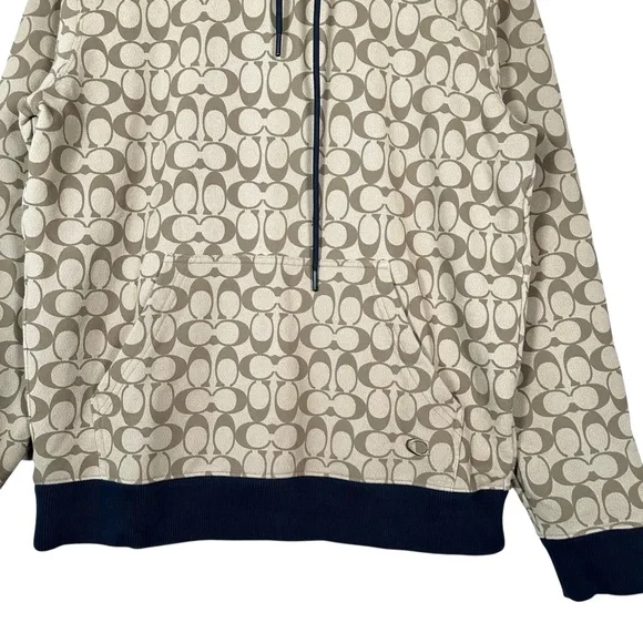 COACH Signature Monogram Terry Cotton Hoodie - Picture 6 of 9